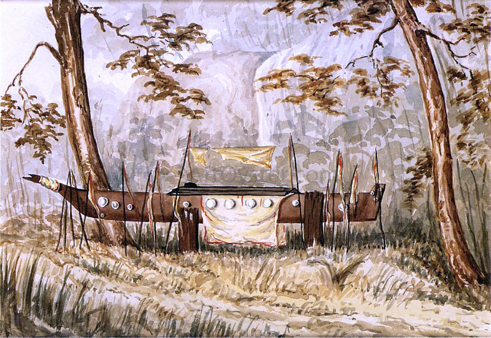 Henry James Warre Indian Chief's tomb on the Cowlitz River - Hand Painted Oil Painting