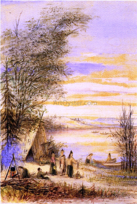 Juan Buckingham Wandesforde Indian Encampment by the Lake - Hand Painted Oil Painting