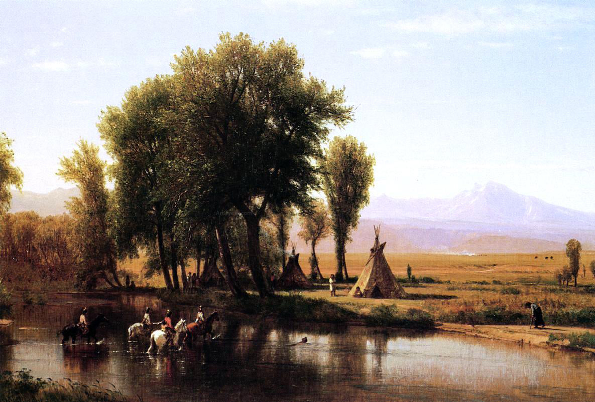 Thomas Worthington Whittredge Indian Encampment on the Platte River - Hand Painted Oil Painting