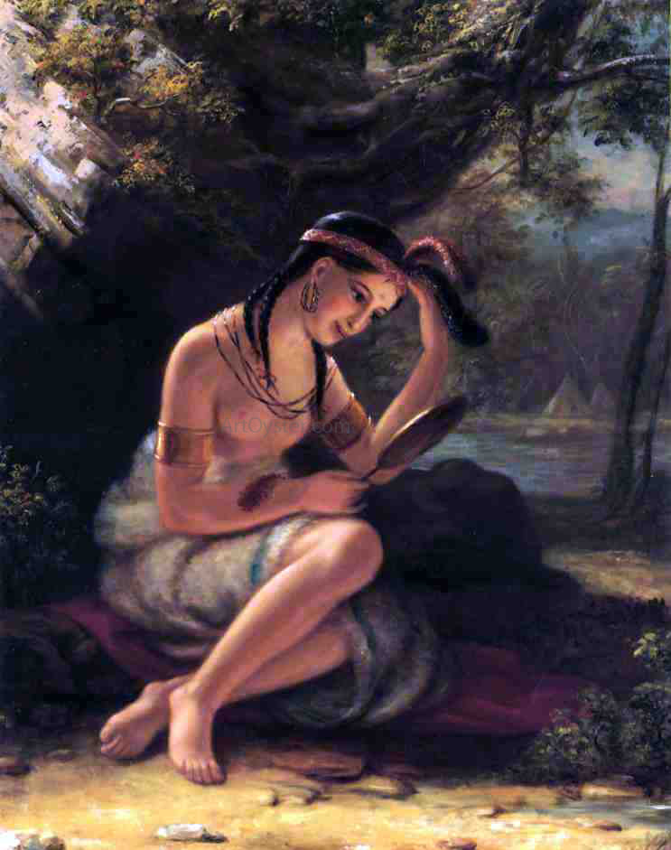 Charles Bird King Indian Girl at Her Toilett - Hand Painted Oil Painting