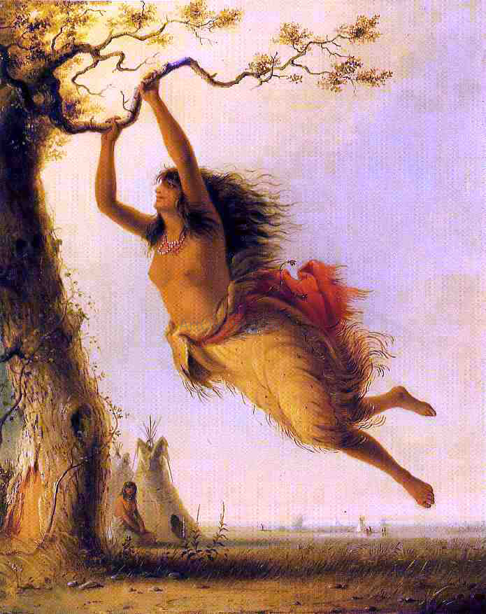  Alfred Jacob Miller Indian Girl Swinging - Hand Painted Oil Painting