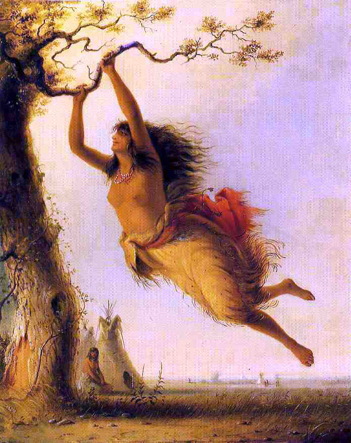Alfred Jacob Miller Indian Girl Swinging - Hand Painted Oil Painting