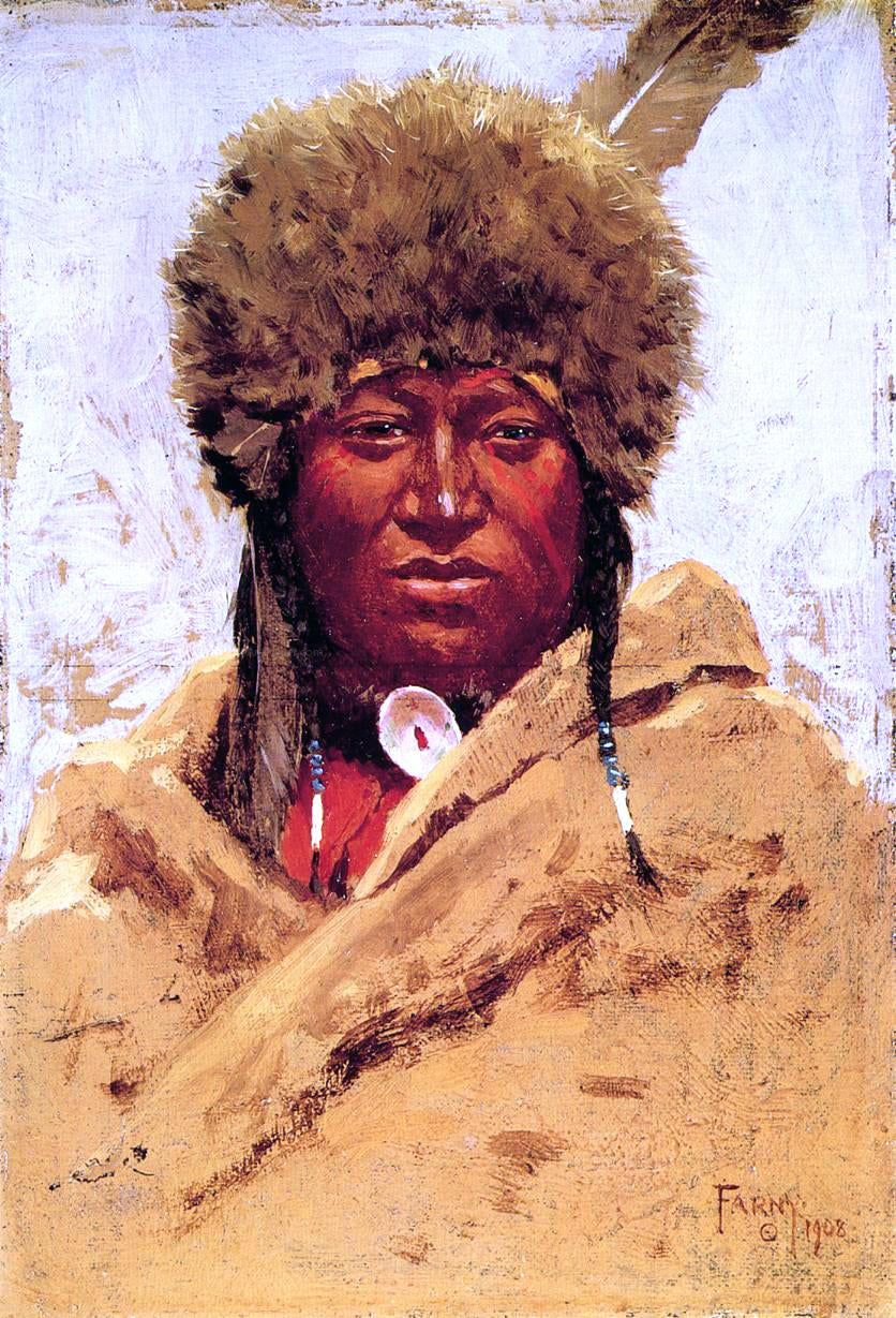 Henry F Farney Indian Head - Hand Painted Oil Painting