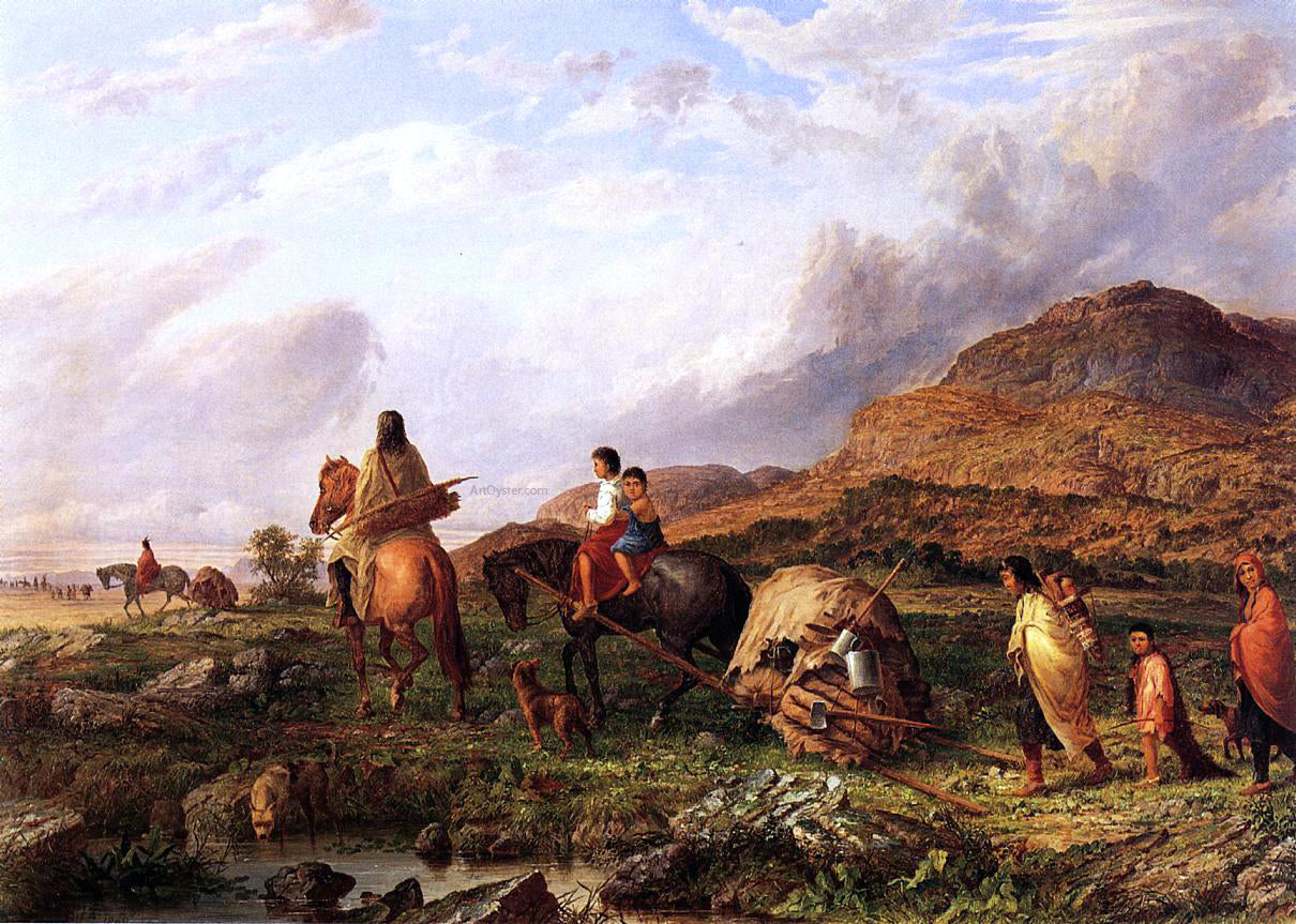 Seth Eastman Indian Mode of Transportation - Hand Painted Oil Painting