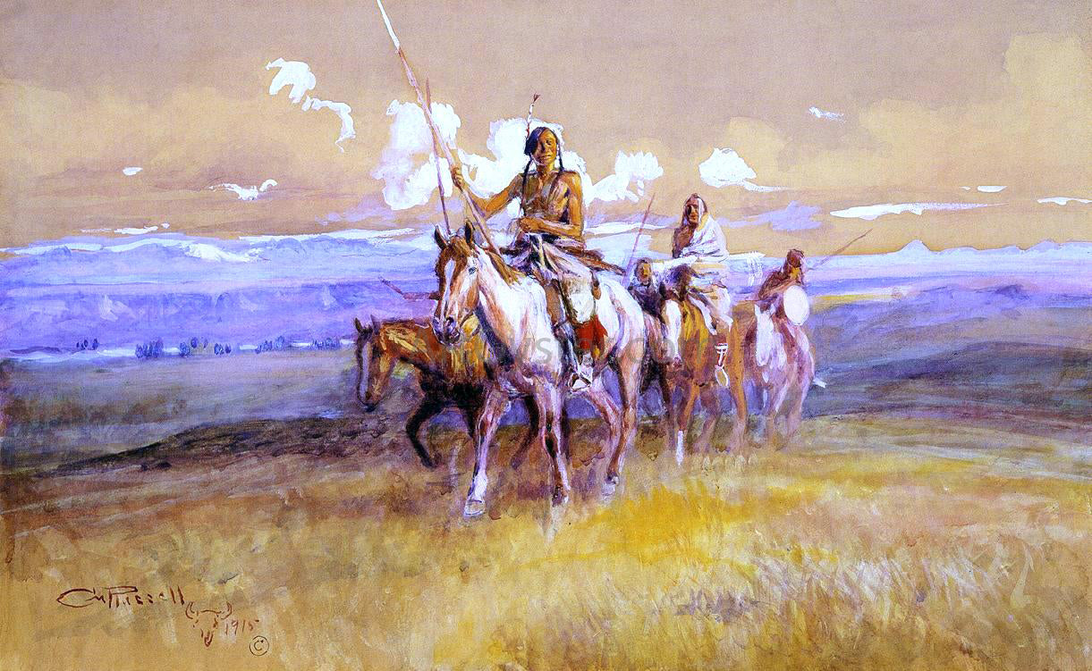 Charles Marion Russell Indian Party - Hand Painted Oil Painting