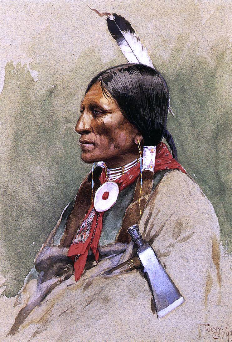 Henry F Farney Indian Portrait - Hand Painted Oil Painting