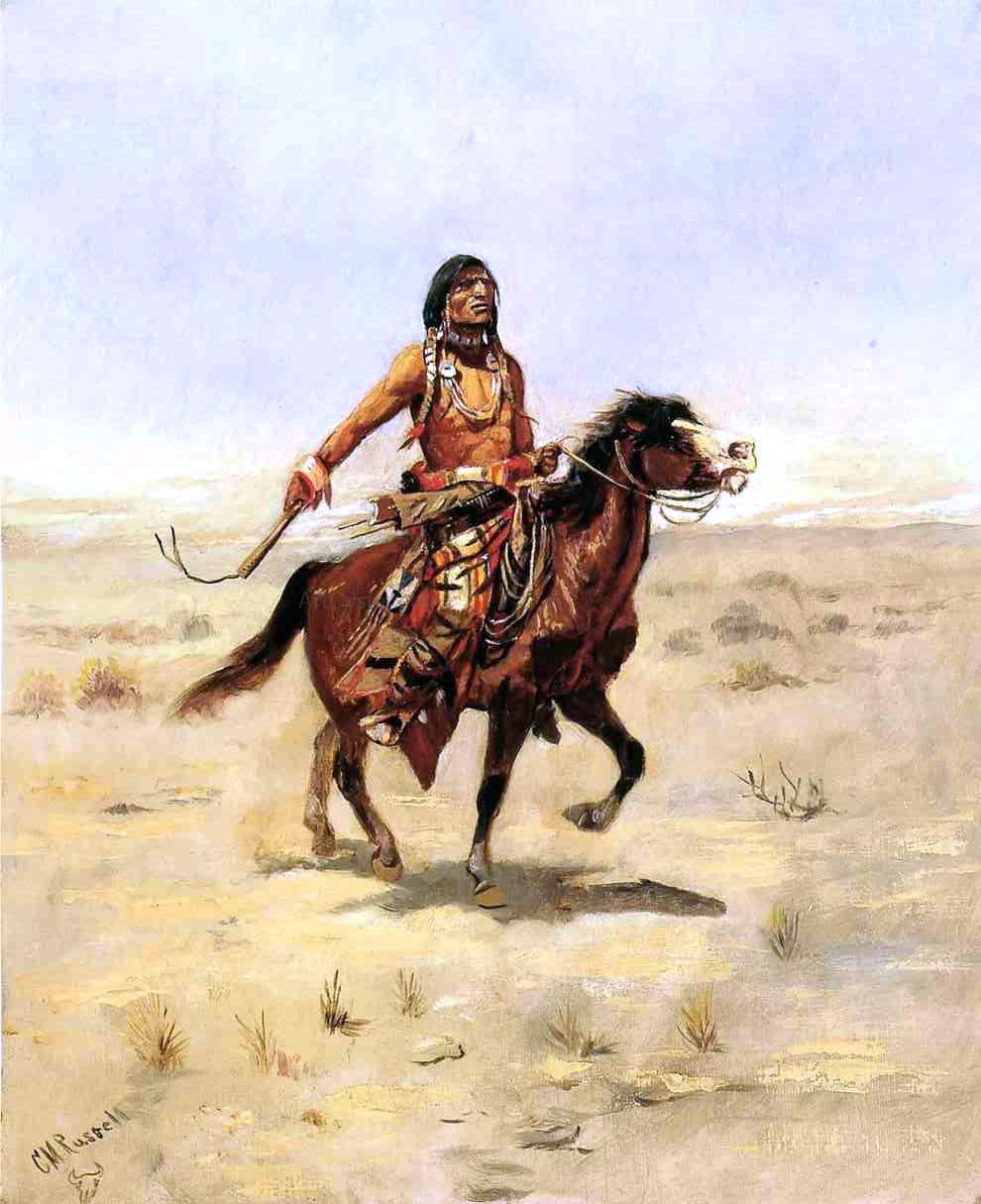 Charles Marion Russell An Indian Rider - Hand Painted Oil Painting
