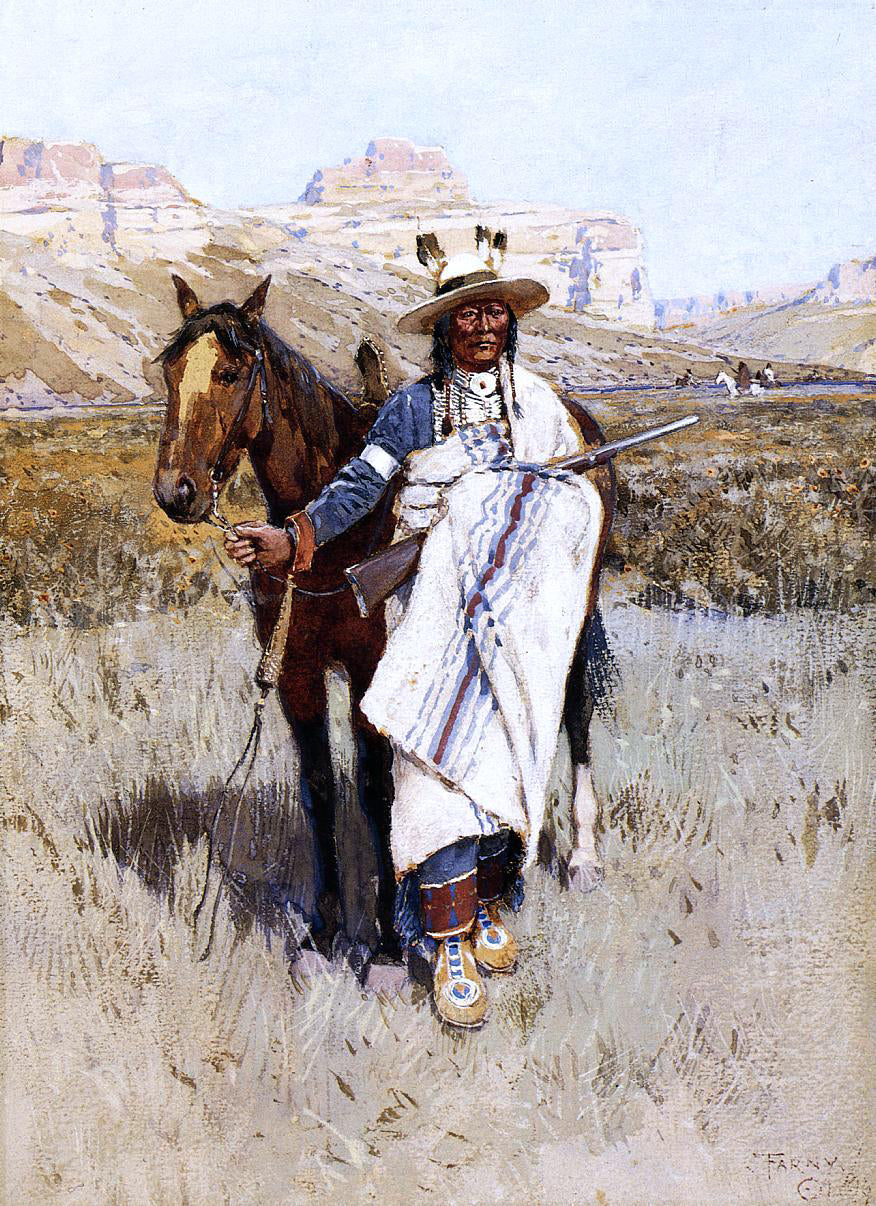 Henry F Farney Indian Scout - Hand Painted Oil Painting