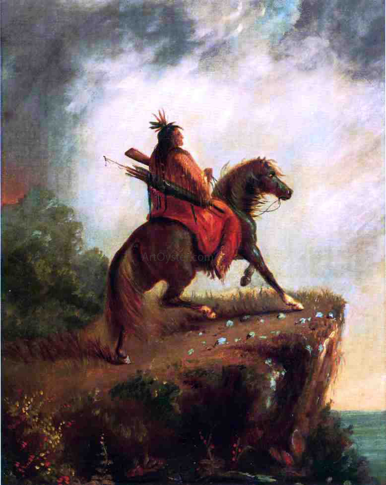 Alfred Jacob Miller Indian Scout on Horse Back - Hand Painted Oil Painting