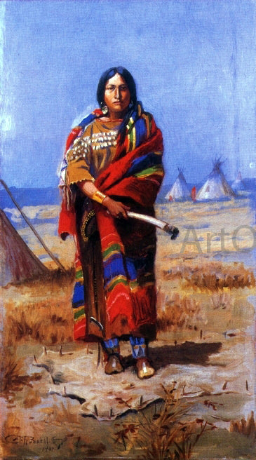Charles Marion Russell An Indian Squaw - Hand Painted Oil Painting