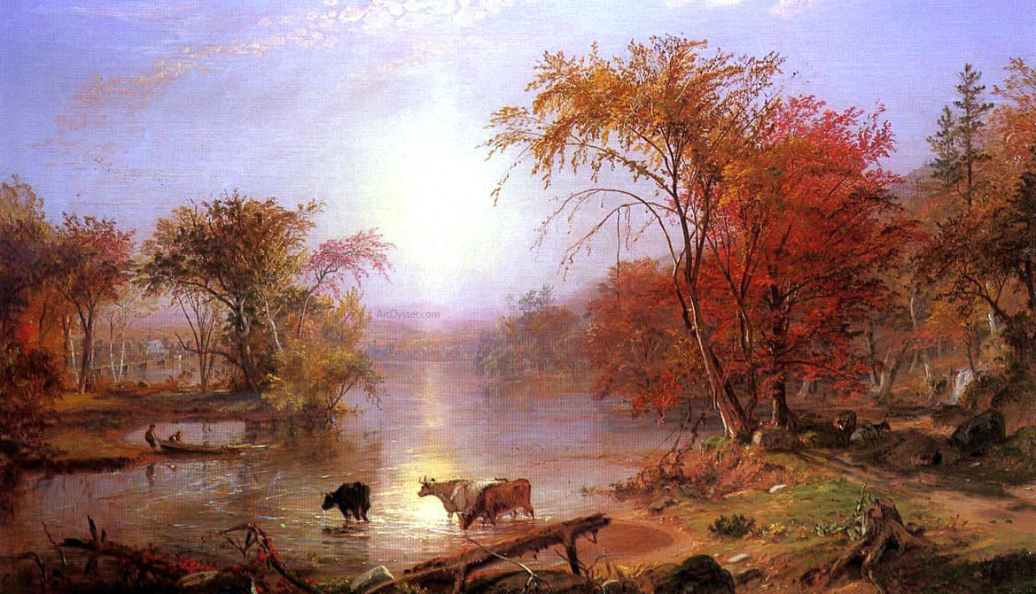 Albert Bierstadt Indian Summer - Hudson River - Hand Painted Oil Painting