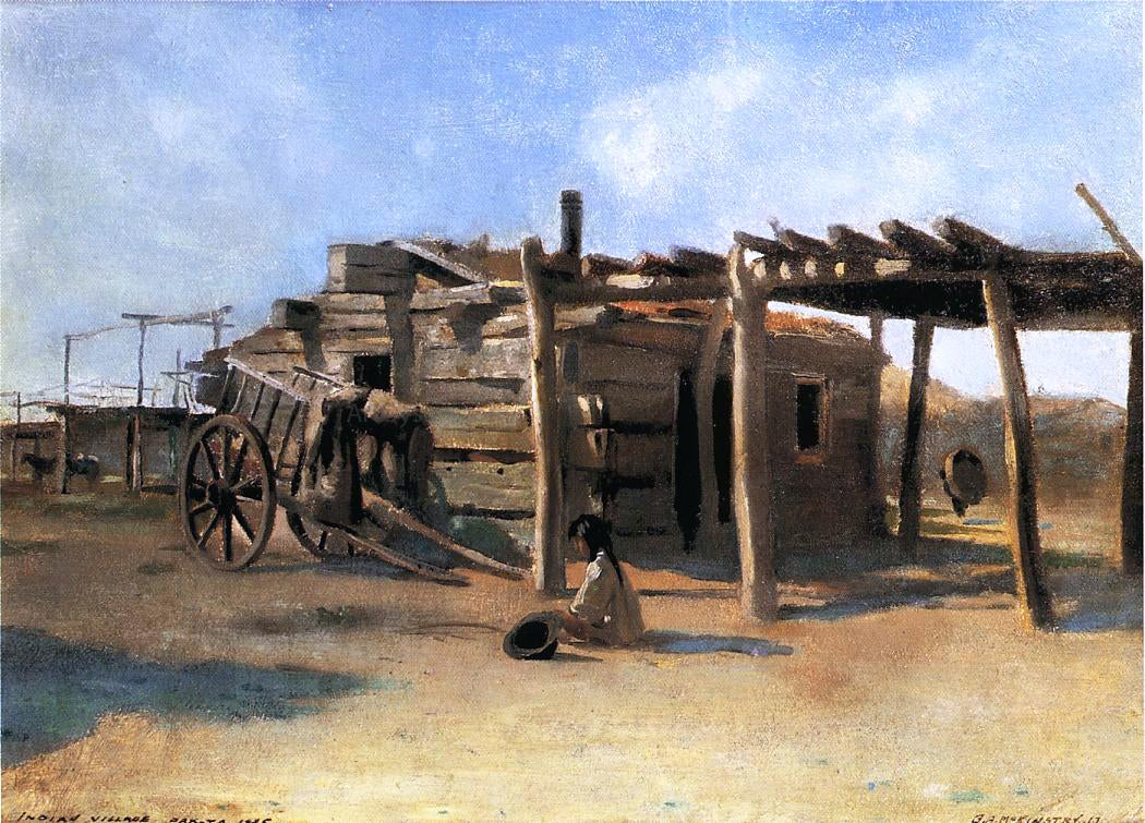  George A McKinstry Indian Village, Dakota - Hand Painted Oil Painting