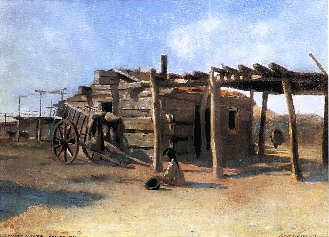 George A McKinstry Indian Village, Dakota - Hand Painted Oil Painting
