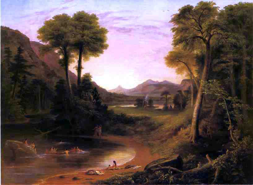 Henry Cheever Pratt Indians Bathing - A Scene of New England - Hand Painted Oil Painting