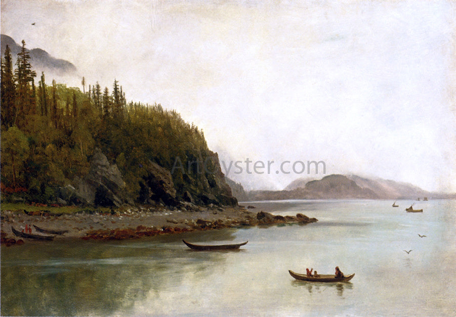 Albert Bierstadt Indians Fishing - Hand Painted Oil Painting