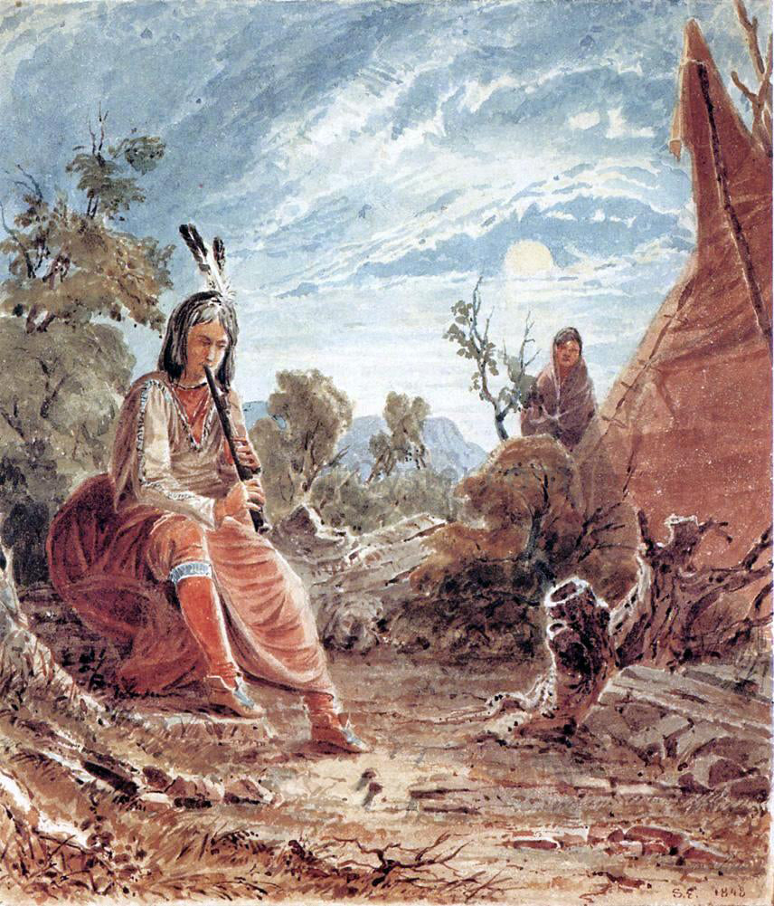 Seth Eastman Indians in Camp - Hand Painted Oil Painting