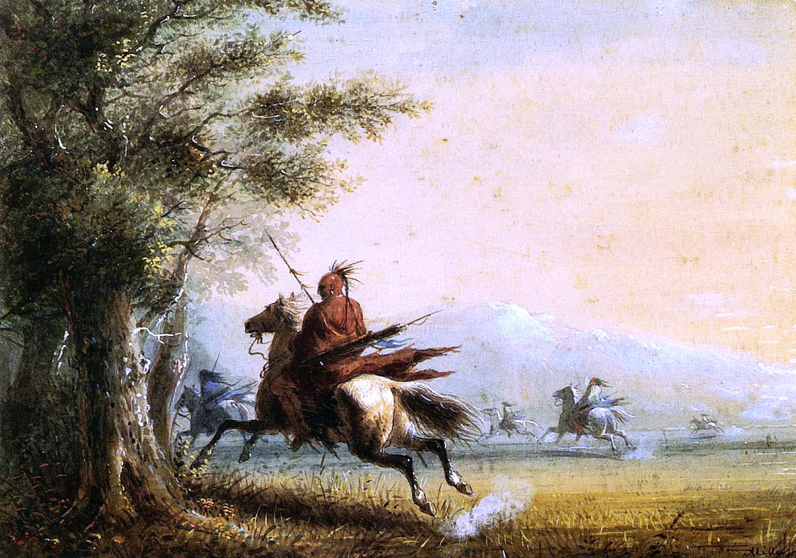  Alfred Jacob Miller Indians in Pursuit - Hand Painted Oil Painting