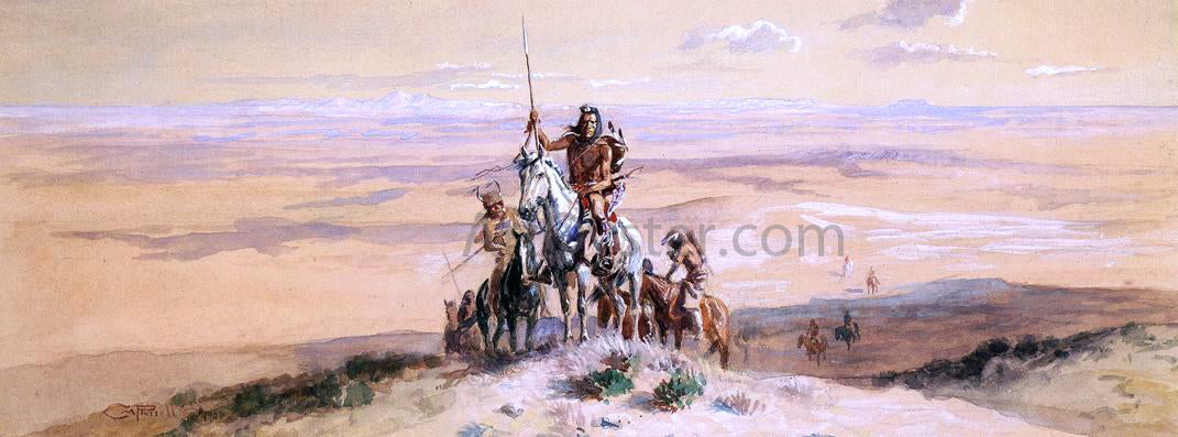 Charles Marion Russell Indians on Plains - Hand Painted Oil Painting