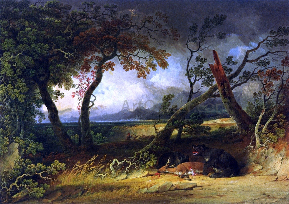 Joshua Shaw Indians Stalking Deer (also known as Bears Feast) - Hand Painted Oil Painting