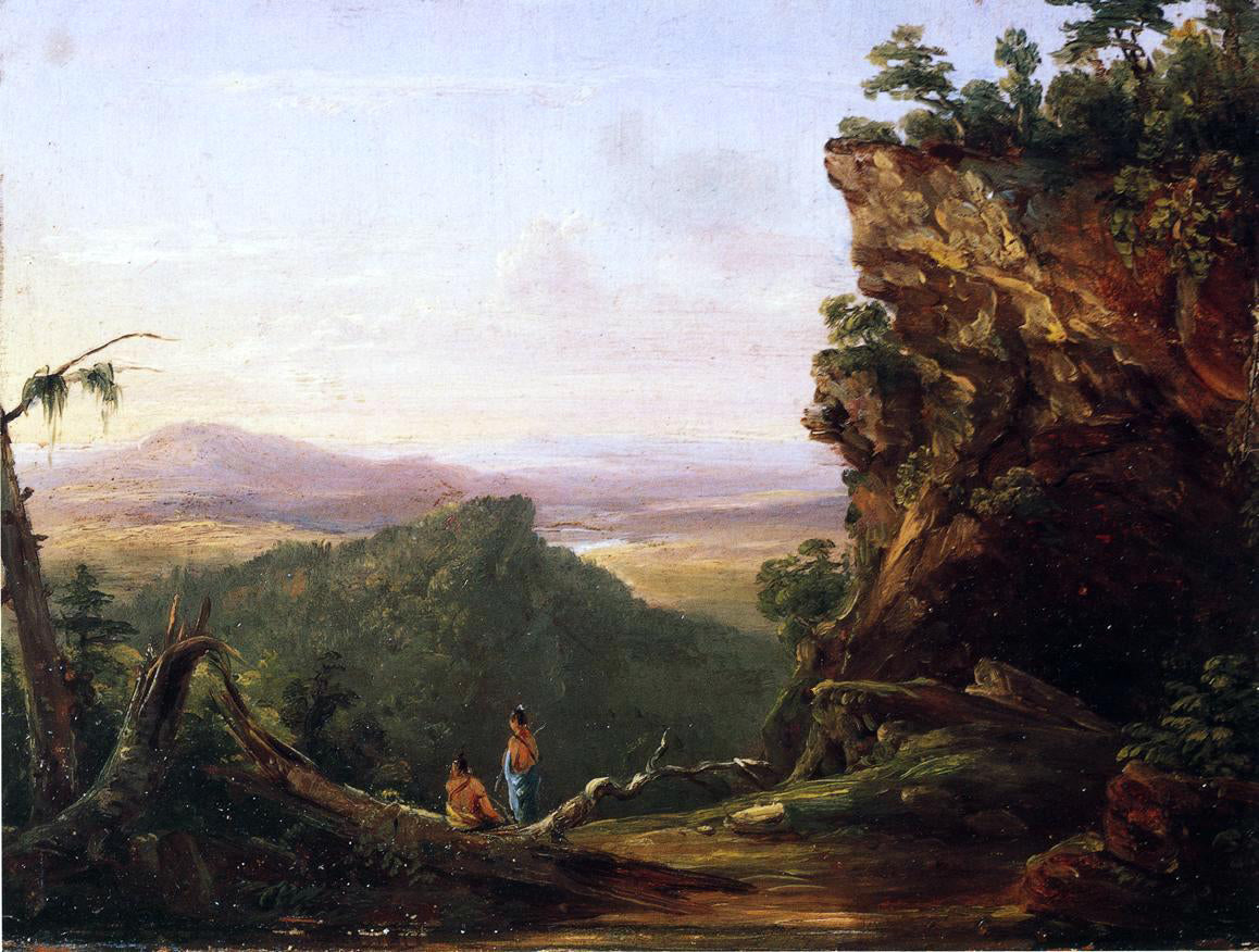 Thomas Cole Indians Viewing Landscape - Hand Painted Oil Painting