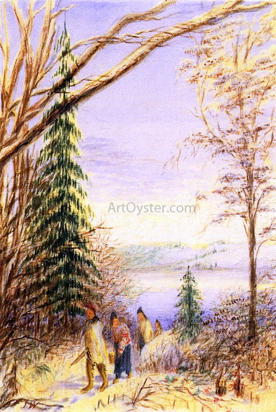 Juan Buckingham Wandesforde Indians Walking Along a Winter Path - Hand Painted Oil Painting