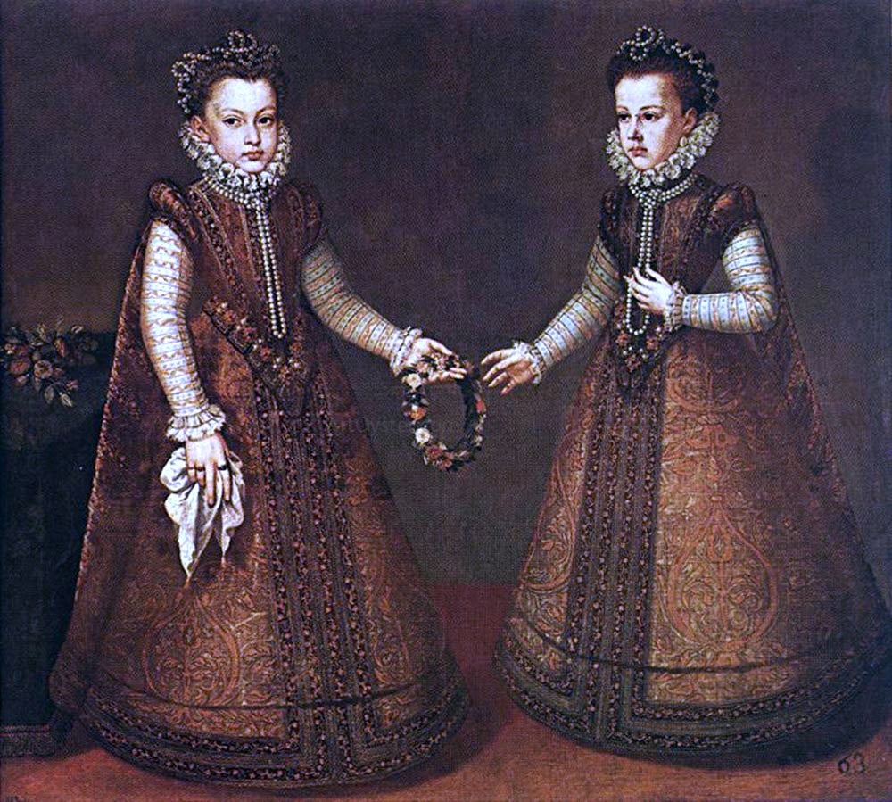 Alonso Sanchez Coello Infantas Isabel Clara Eugenia and Catalina Micaela - Hand Painted Oil Painting