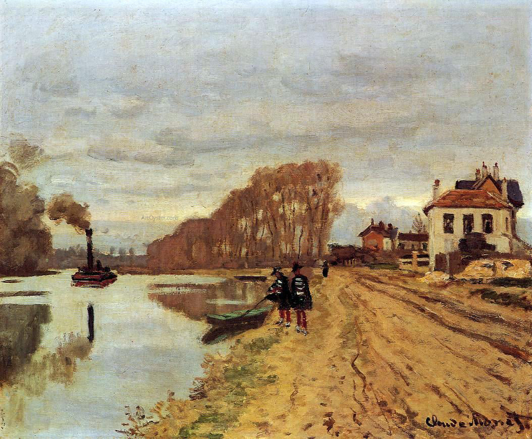 Claude Oscar Monet Infantry Guards Wandering along the River - Hand Painted Oil Painting