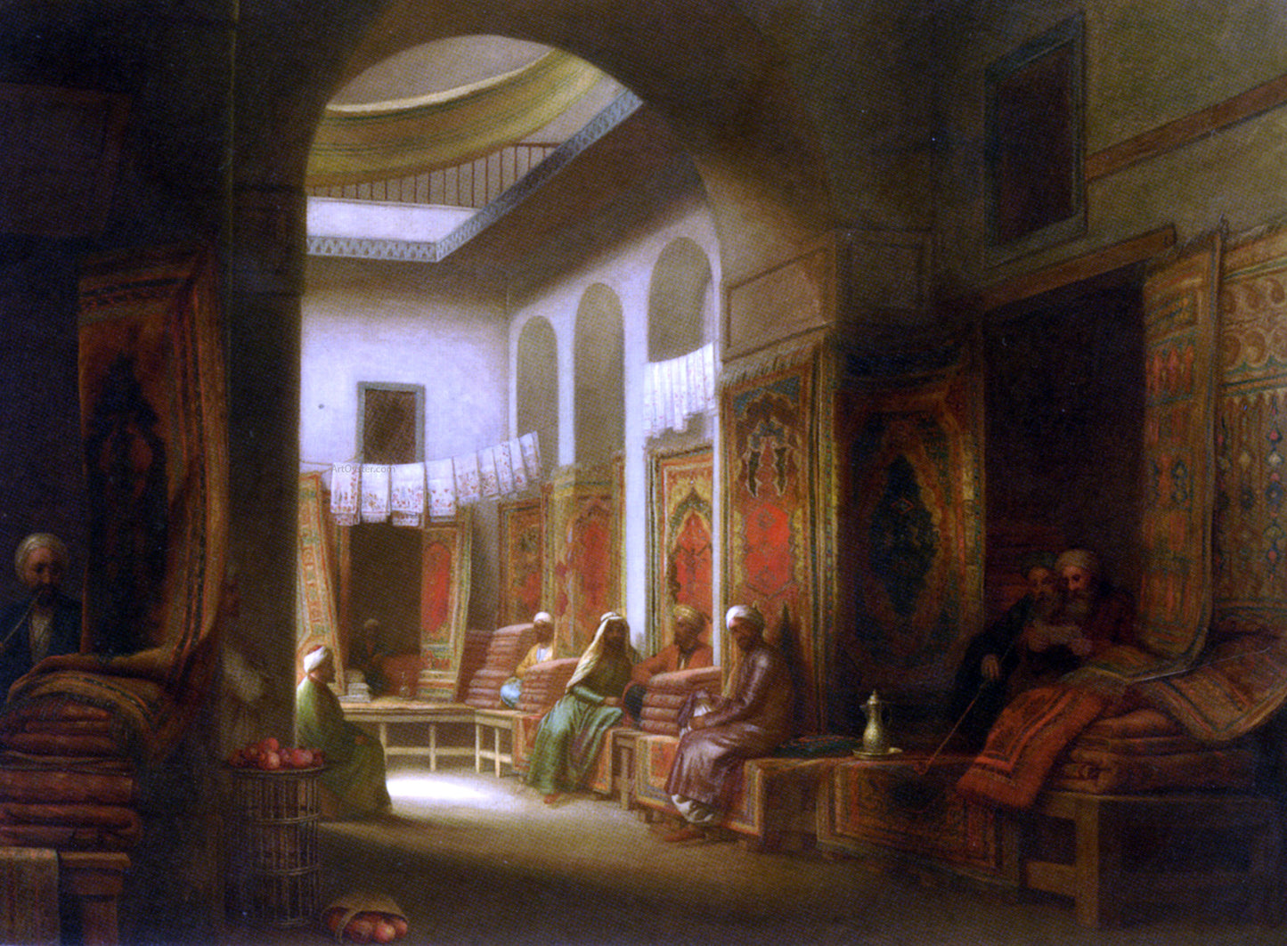George Henry Hall Inside the Carpet Bazaar - Hand Painted Oil Painting