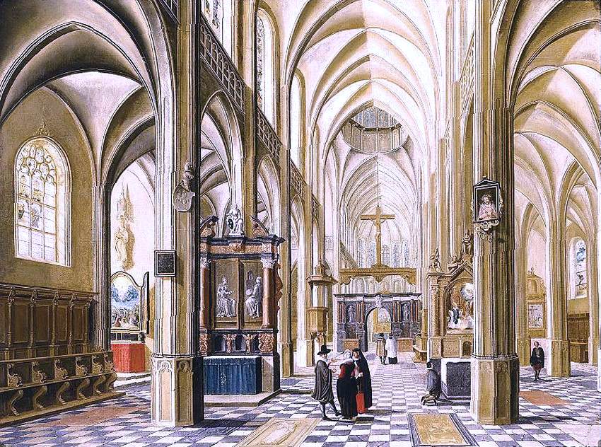 Bartholomeus Van Bassen Interior of a Gothic Cathedral - Hand Painted Oil Painting