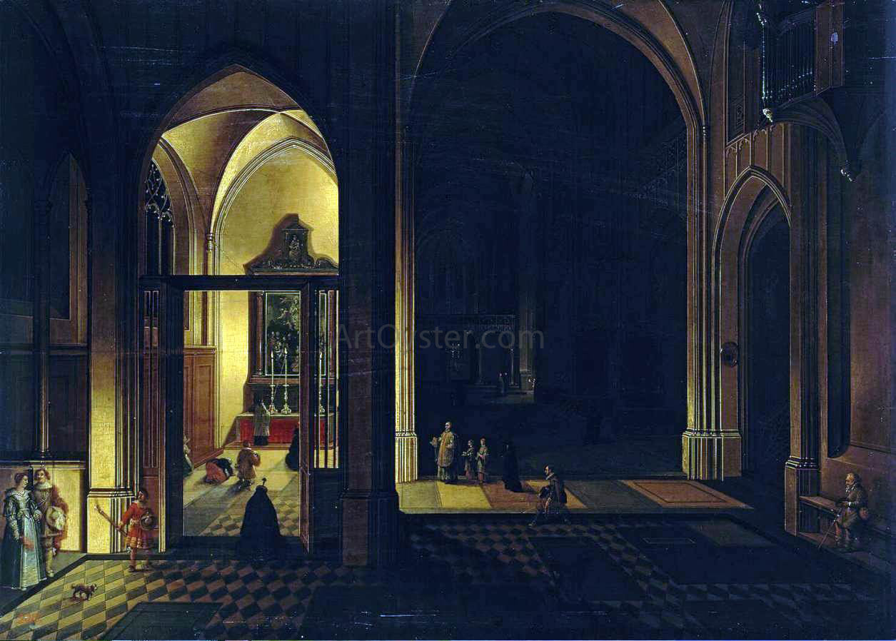 The Elder Peeter Neeffs Interior of a Gothic Church - Hand Painted Oil Painting