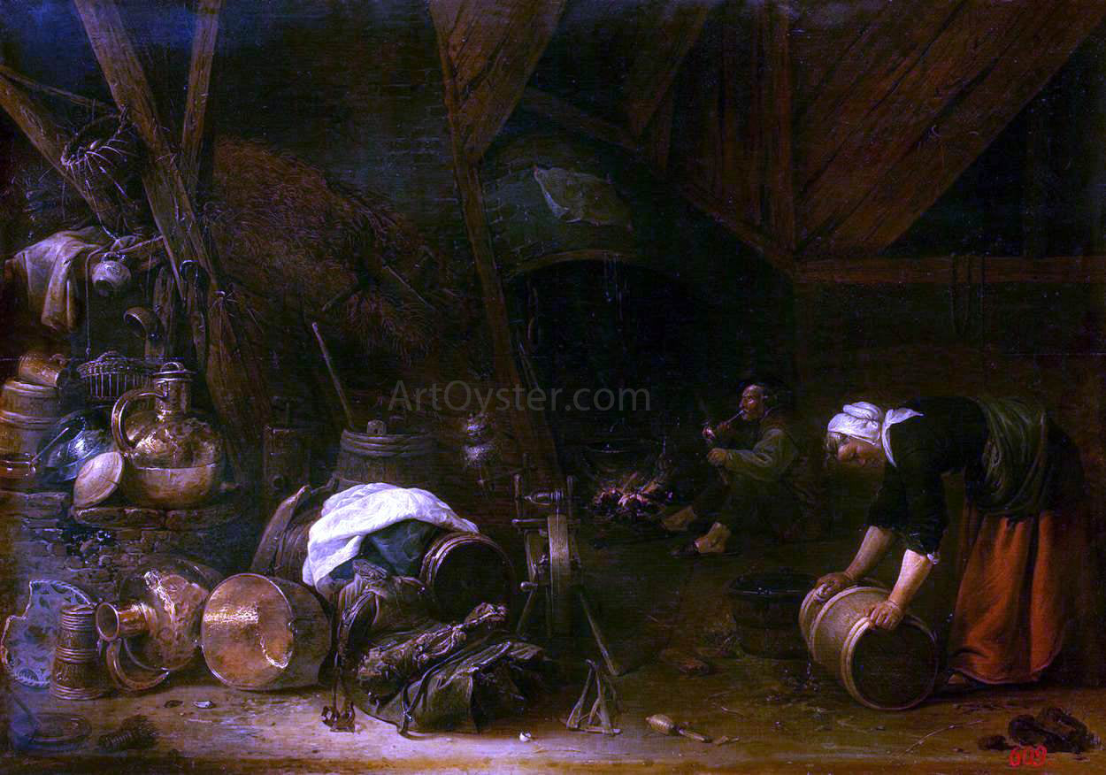 Herman Saftleven Interior of a Peasant Hut - Hand Painted Oil Painting