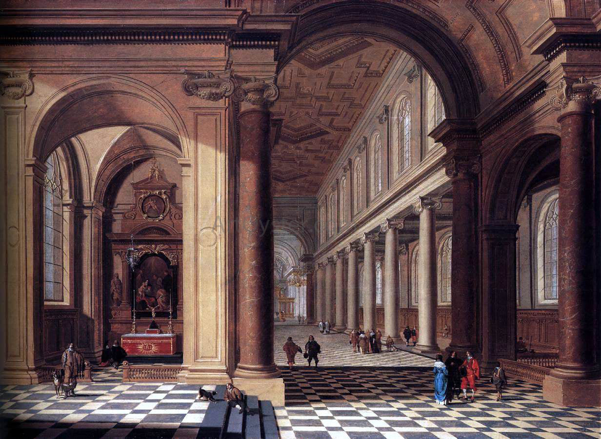 Gerard Houckgeest Interior of an Imaginary Catholic Church in Classical Style - Hand Painted Oil Painting