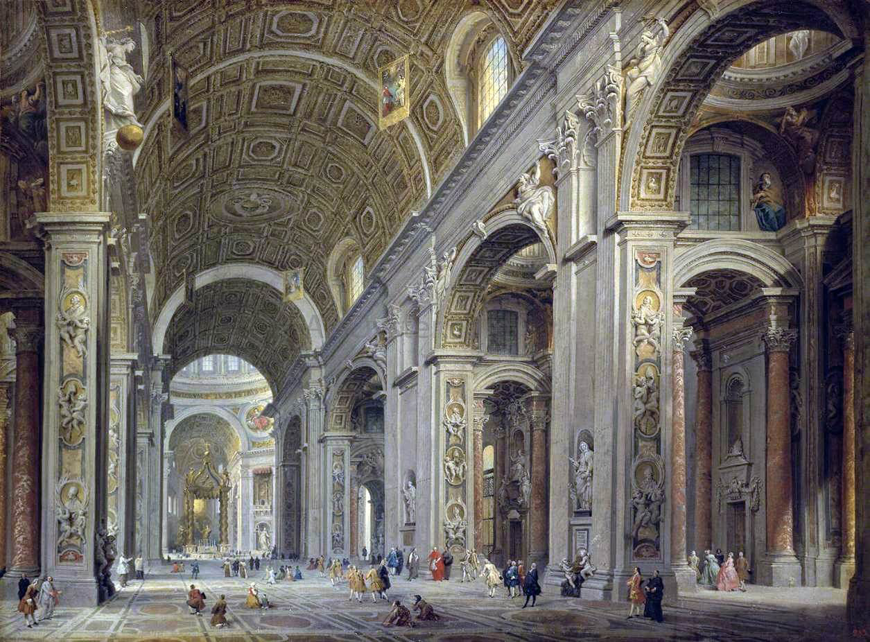 Giovanni Paolo Pannini Interior of St Peter's in Rome - Hand Painted Oil Painting