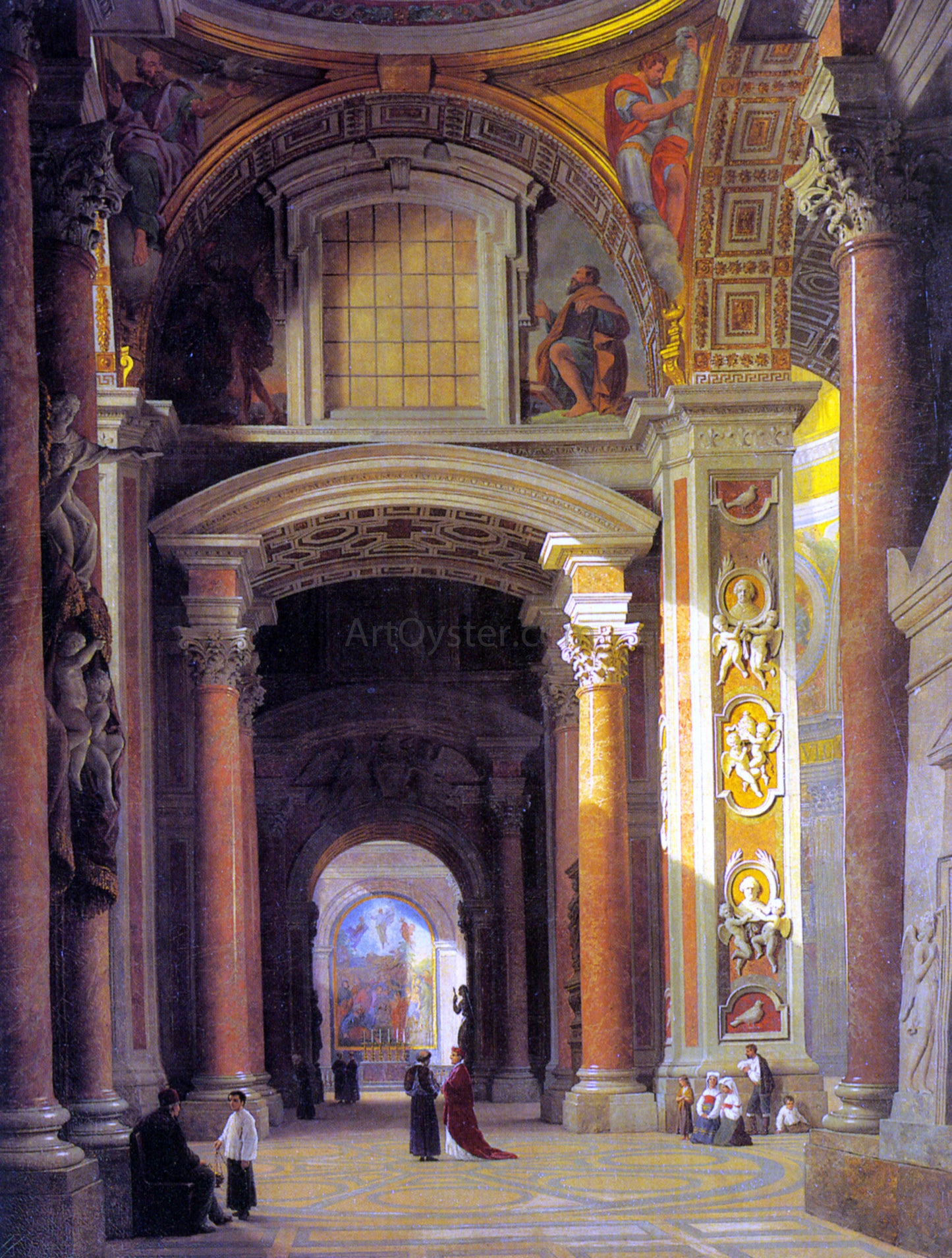 Heinrich Hansen Interior of St. Peters, Rome - Hand Painted Oil Painting