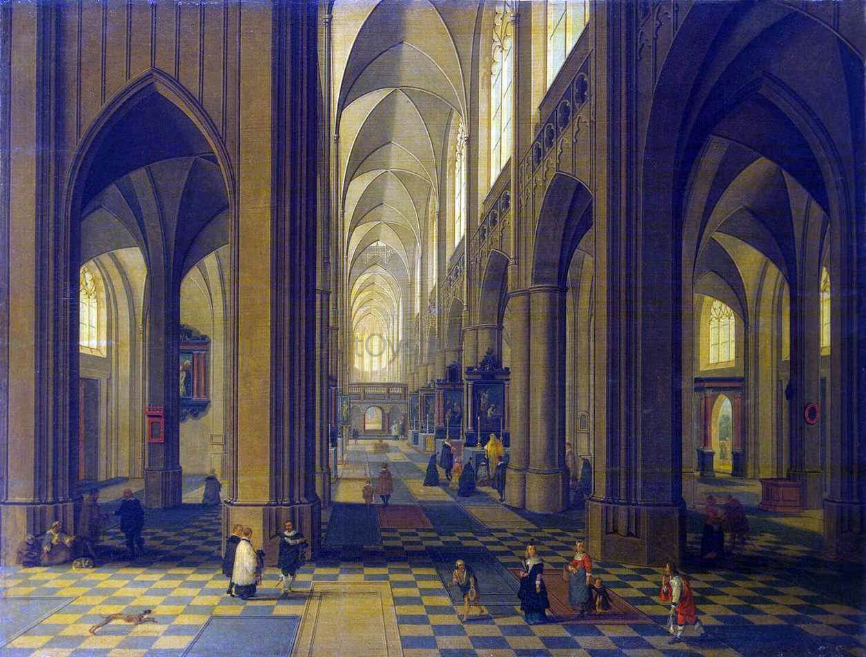The Younger Peeter Neeffs Interior of the Antwerp Cathedral - Hand Painted Oil Painting