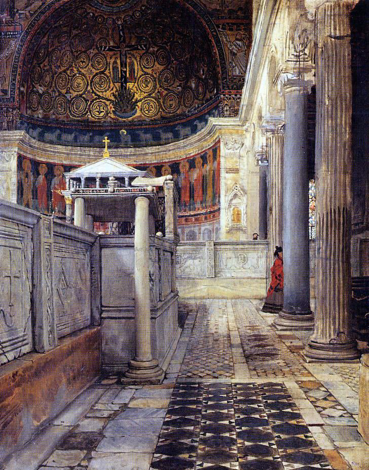 Sir Lawrence Alma-Tadema Interior of the Church of San Clemente, Rome - Hand Painted Oil Painting
