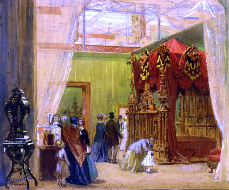 Louis Hague Interior of the Great Exhibition: The Austrian Court - Hand Painted Oil Painting