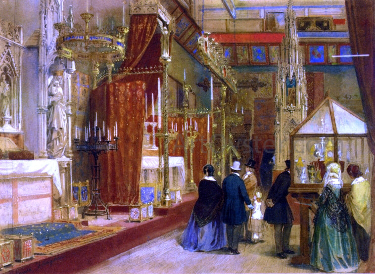 Louis Hague Interior of the Great Exhibition: The Medieval Court - Hand Painted Oil Painting