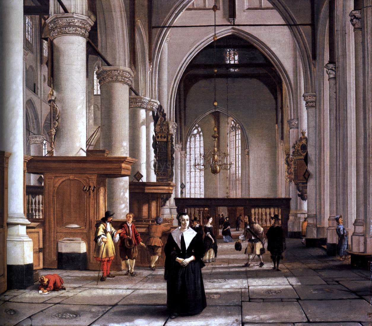 Cornelis De Man Interior of the Laurenskerk, Rotterdam - Hand Painted Oil Painting