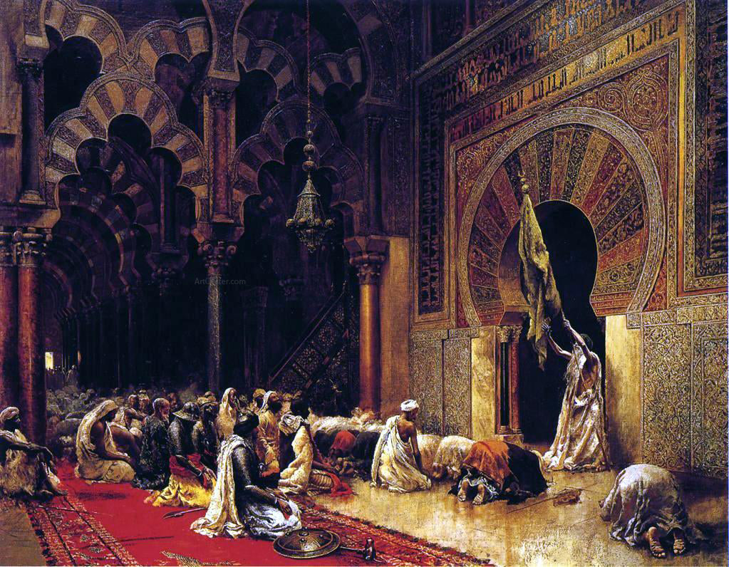 Edwin Lord Weeks Interior of the Mosque at Cordova - Hand Painted Oil Painting