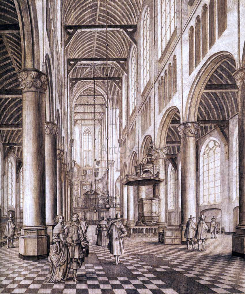  Johannes Coesermans Interior of the Nieuwe Kerk, Delft - Hand Painted Oil Painting
