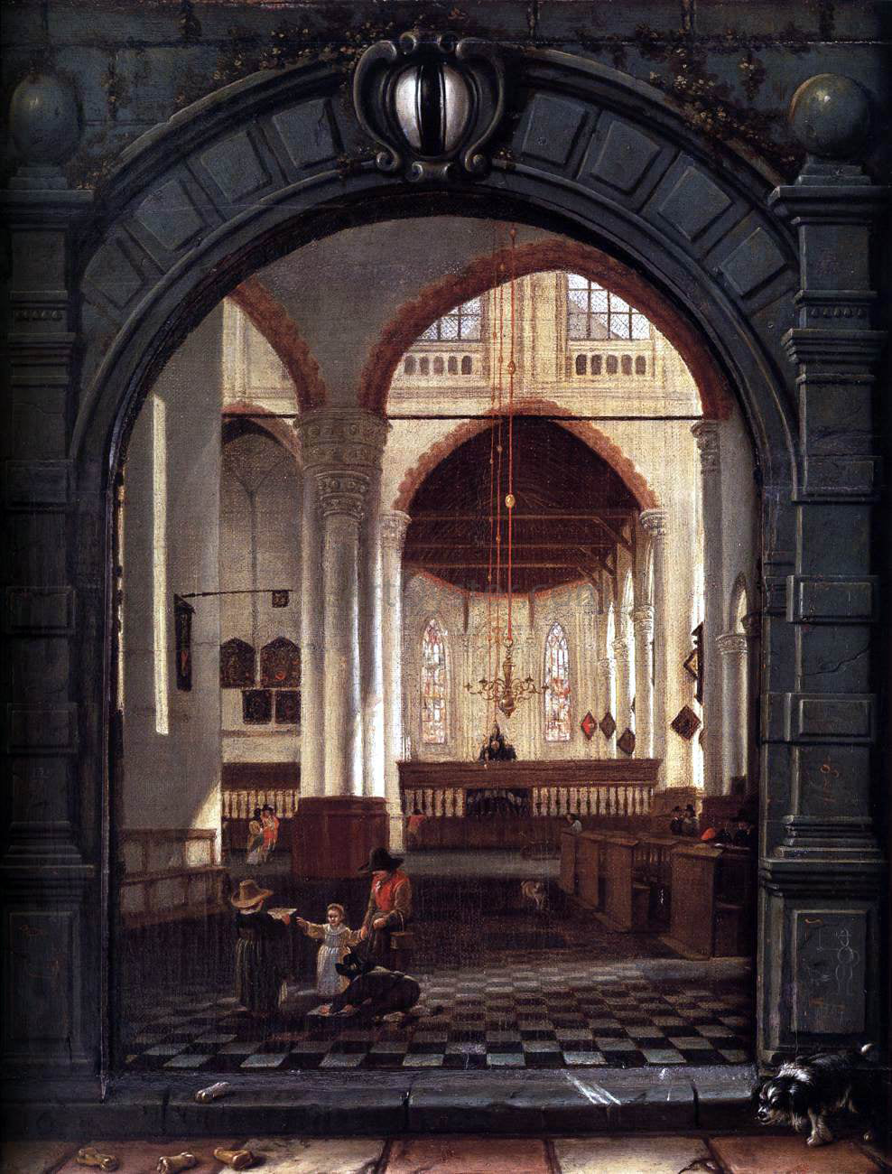  Louys Aernoutsz Elsevier Interior of the Oude Kerk, Delft, Seen Through a Stone Archway - Hand Painted Oil Painting