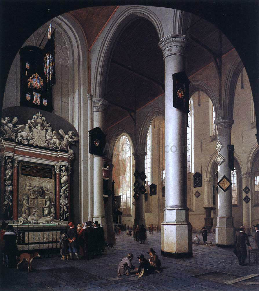 Hendrick Cornelisz Van Vliet Interior of the Oude Kerk, Delft, with the Tomb of Admiral Tromp - Hand Painted Oil Painting