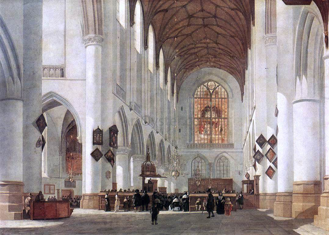 Job Adriaensz Berckheyde Interior of the St Bavo Church at Haarlem - Hand Painted Oil Painting