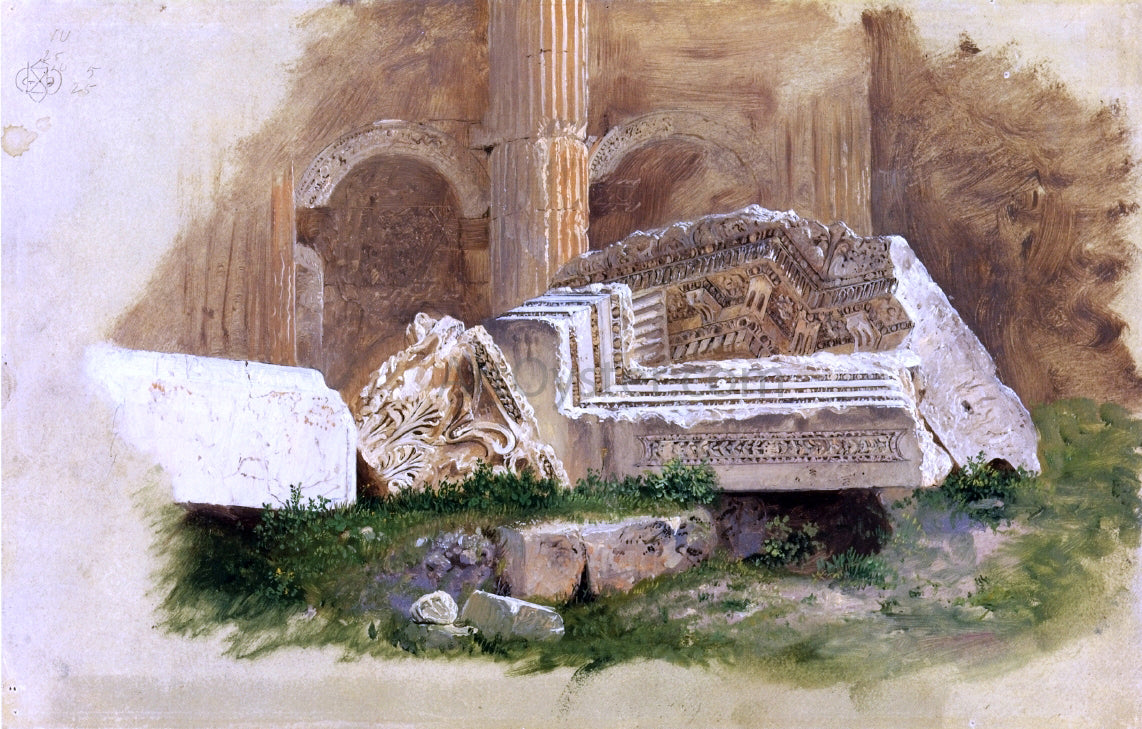 Frederic Edwin Church Interior of the Temple of Bacchus, Baalbek, Syria - Hand Painted Oil Painting