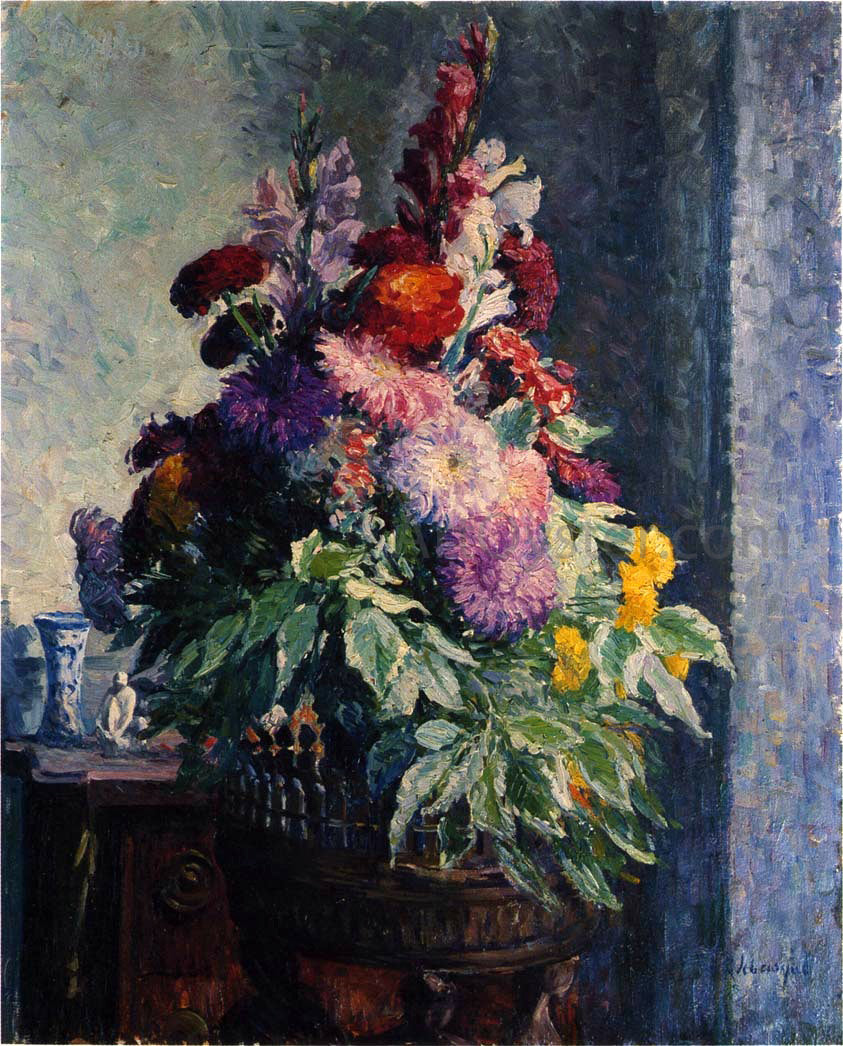 Henri Lebasque Interior with a Bouquet of Flowers - Hand Painted Oil Painting