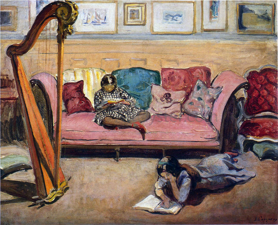 Henri Lebasque An Interior with Harp - Hand Painted Oil Painting
