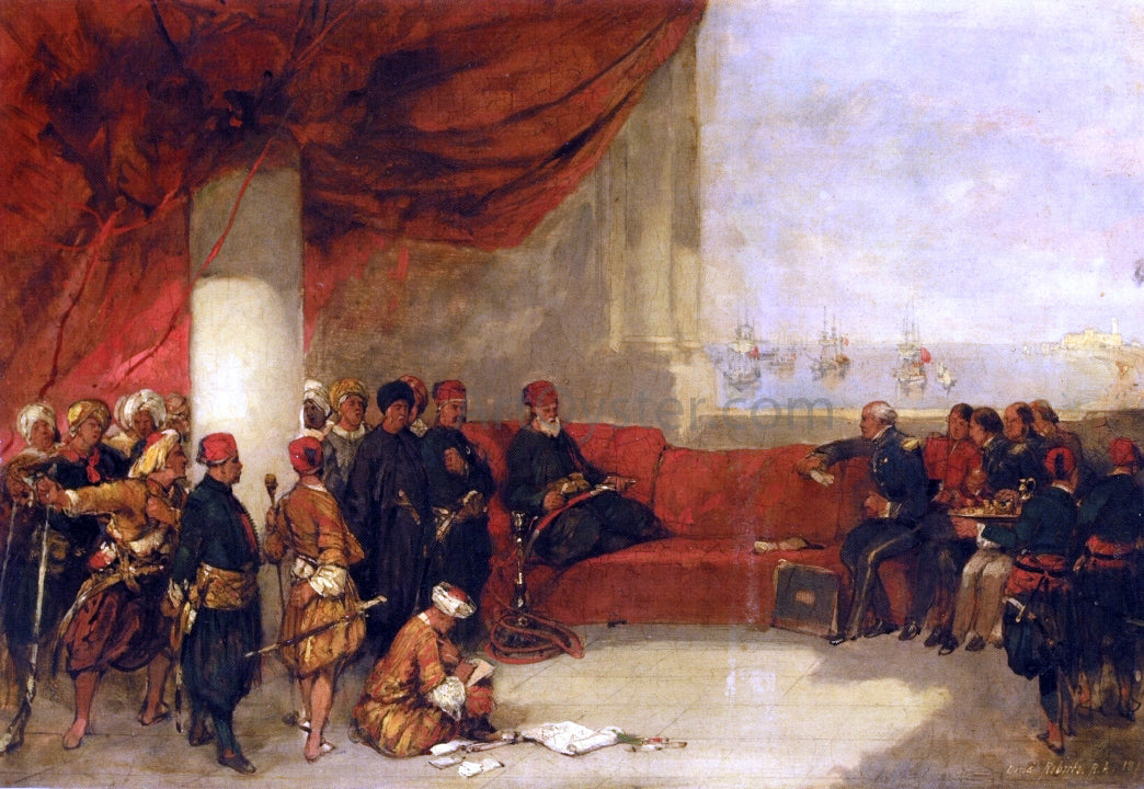  David Roberts Interview with the Viceroy of Egypt at His Palace in Alexandria - Hand Painted Oil Painting