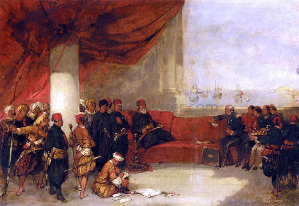 David Roberts Interview with the Viceroy of Egypt at His Palace in Alexandria - Hand Painted Oil Painting