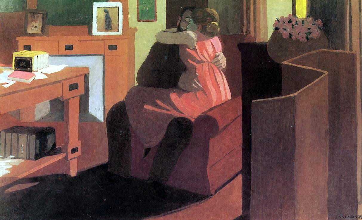 Felix Vallotton Intimacy (also known as Interior with Couple and Screen) - Hand Painted Oil Painting